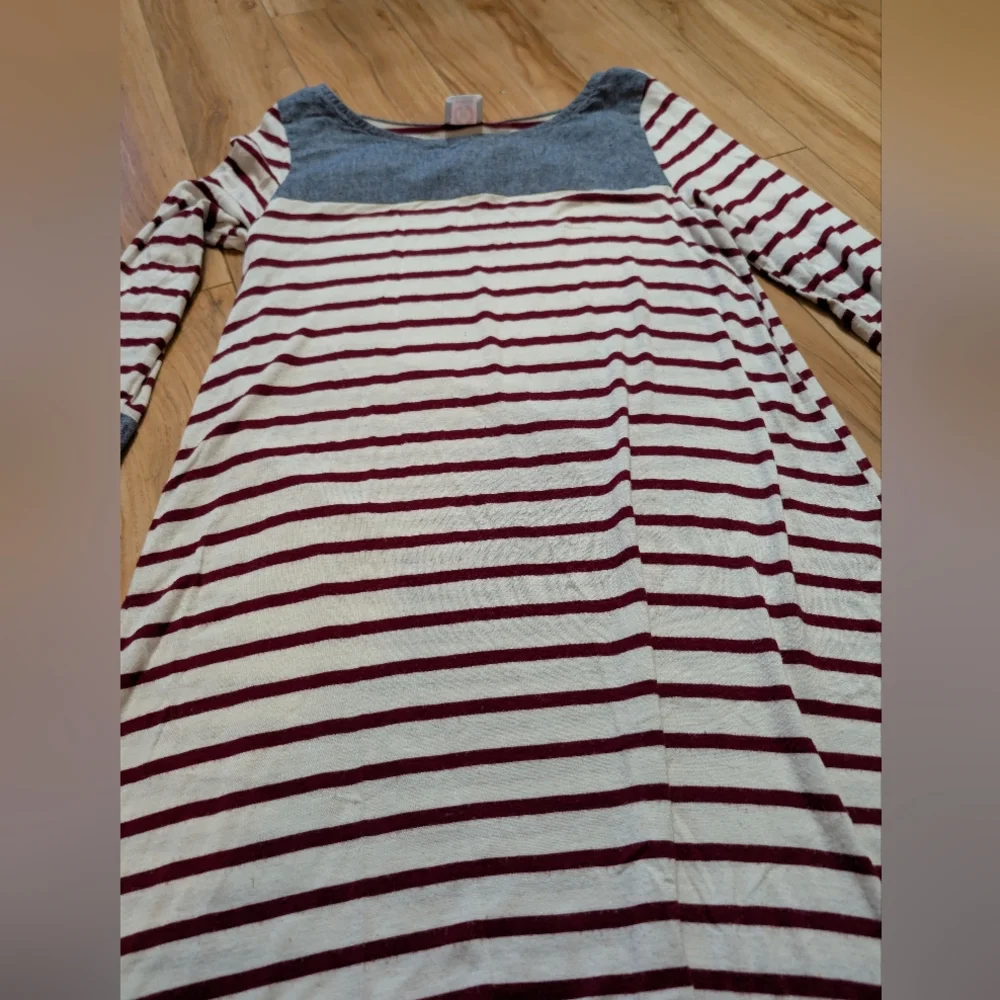 Wanna B Girls Nautical Striped 3/4 Sleeve Dress - Size Medium Blue/Red